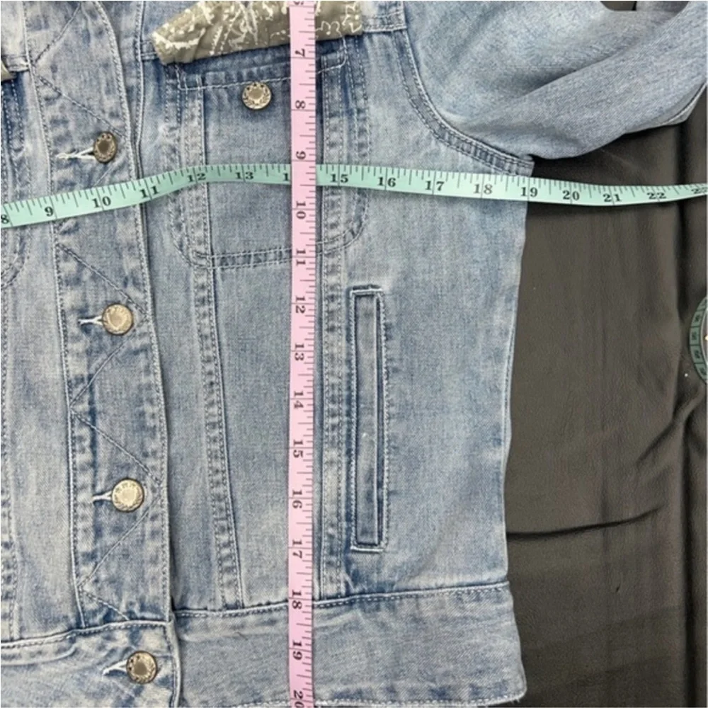 FREE PEOPLE denim jacket western button down denim small boho - Picture 7 of 11